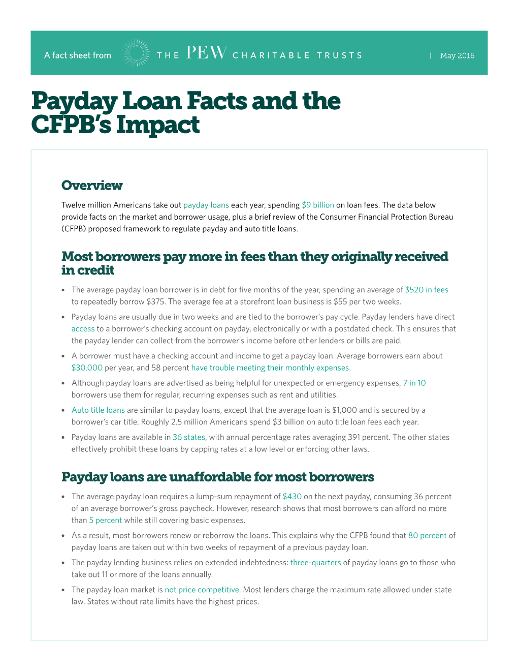 Payday Loan Facts and the CFPB's Impact
