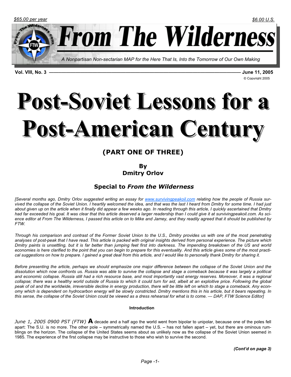 Post-Soviet Lessons for a Post-American Century