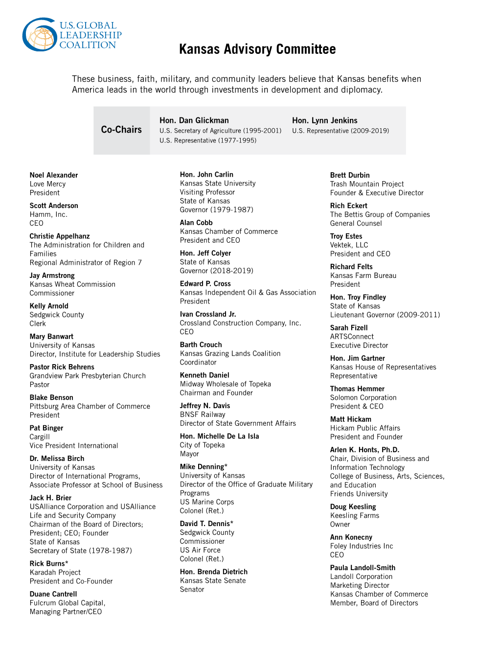 USGLC's Kansas Advisory Committee