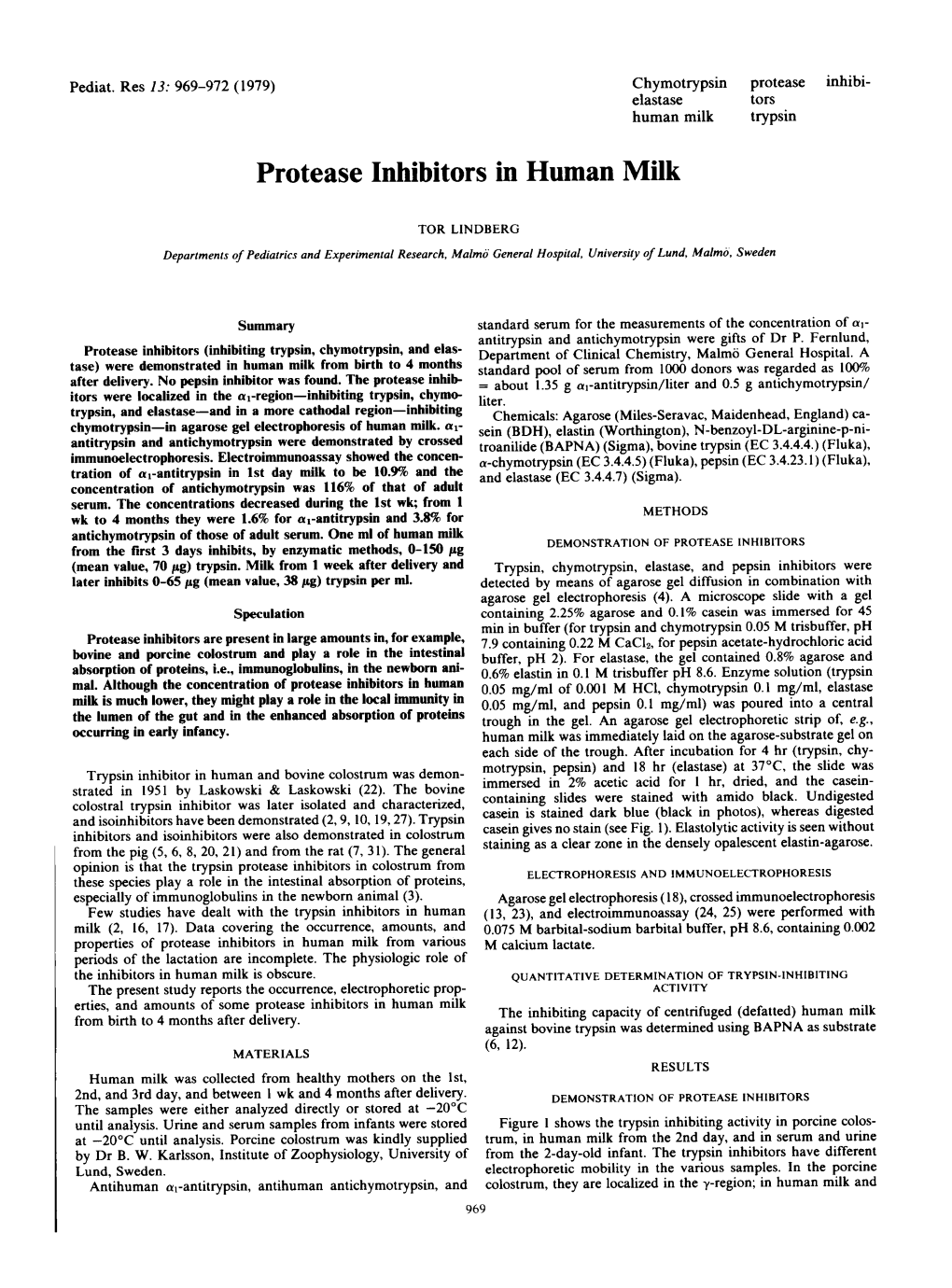 Protease Inhibitors in Human Milk