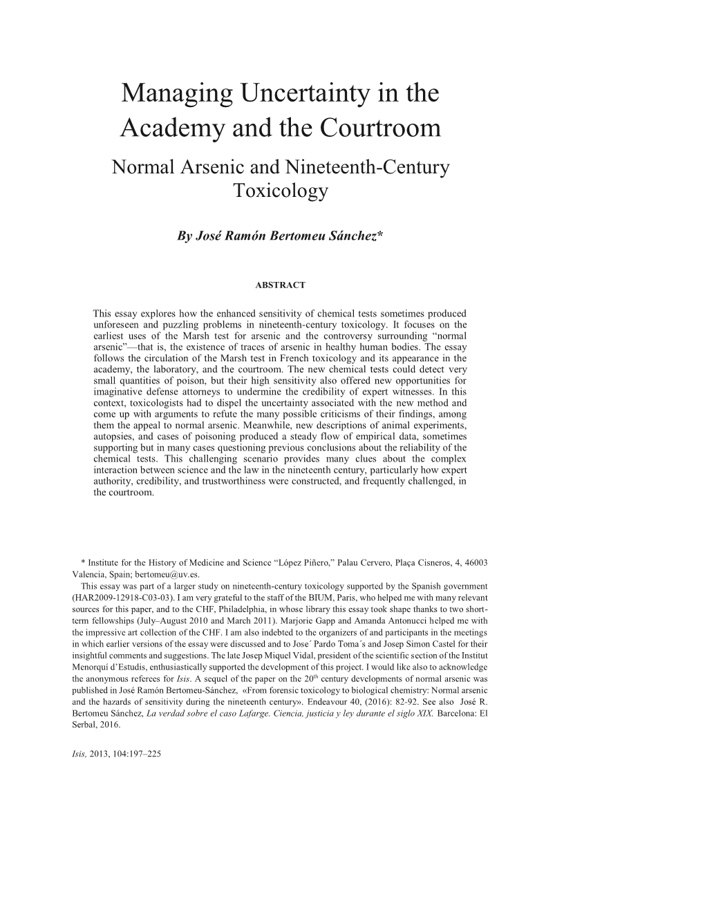 Managing Uncertainty in the Academy and the Courtroom