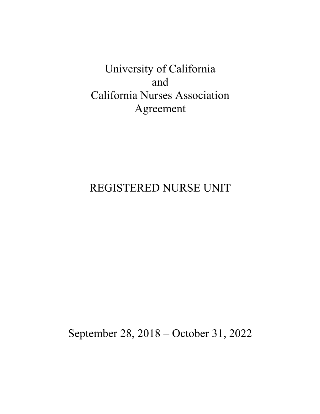 University of California and California Nurses Association Agreement