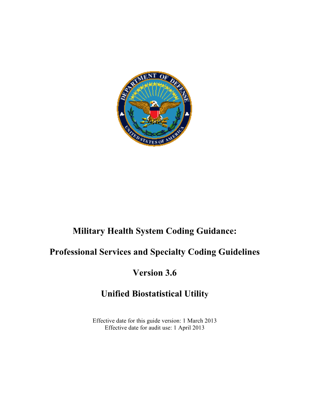 Military Health System Coding Guidance: Professional Services