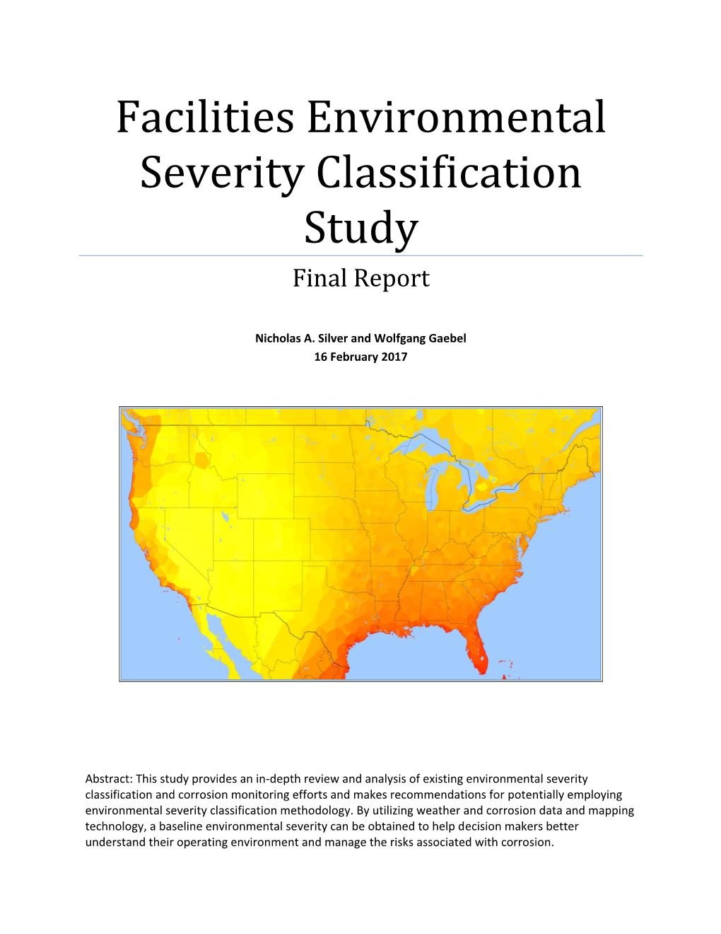 Facilities Environmental Severity Classification Study Report