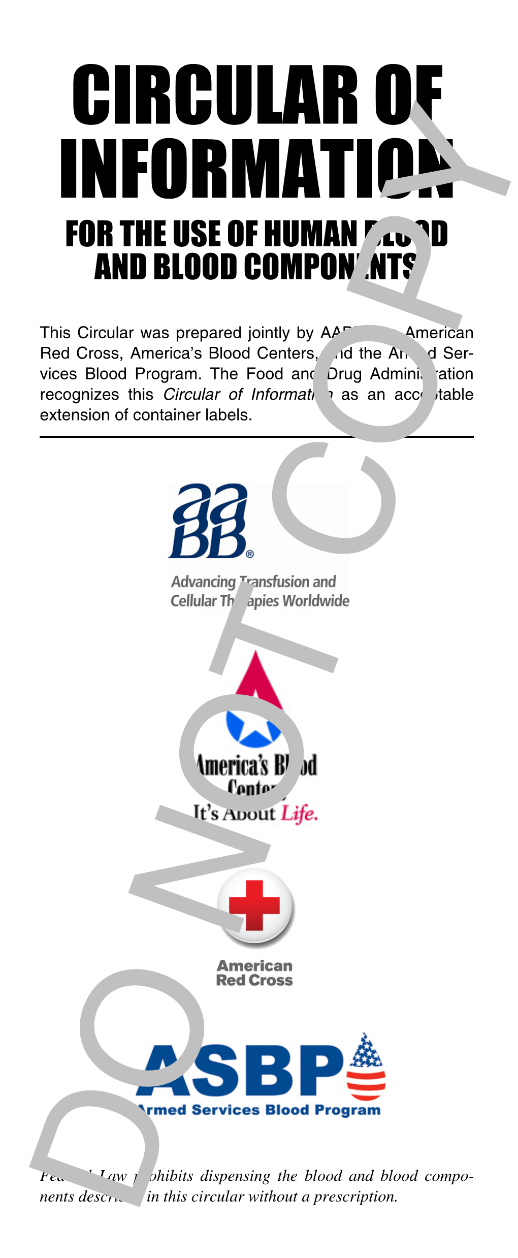 Circular of Information for the Use of Human Blood and Blood Components