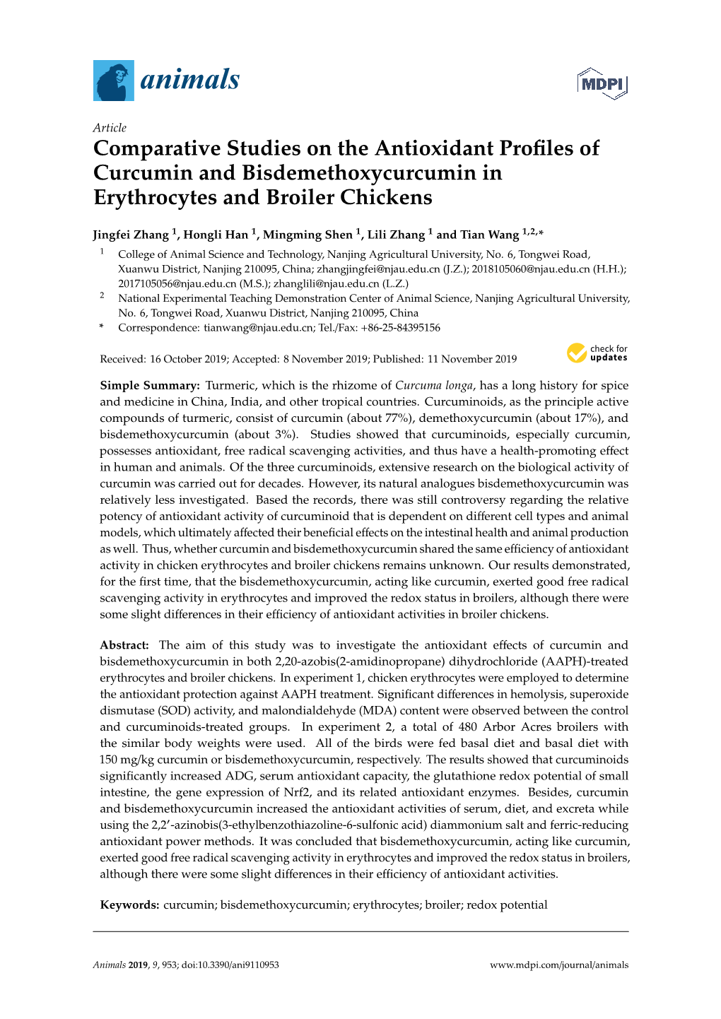 Comparative Studies on the Antioxidant Profiles of Curcumin