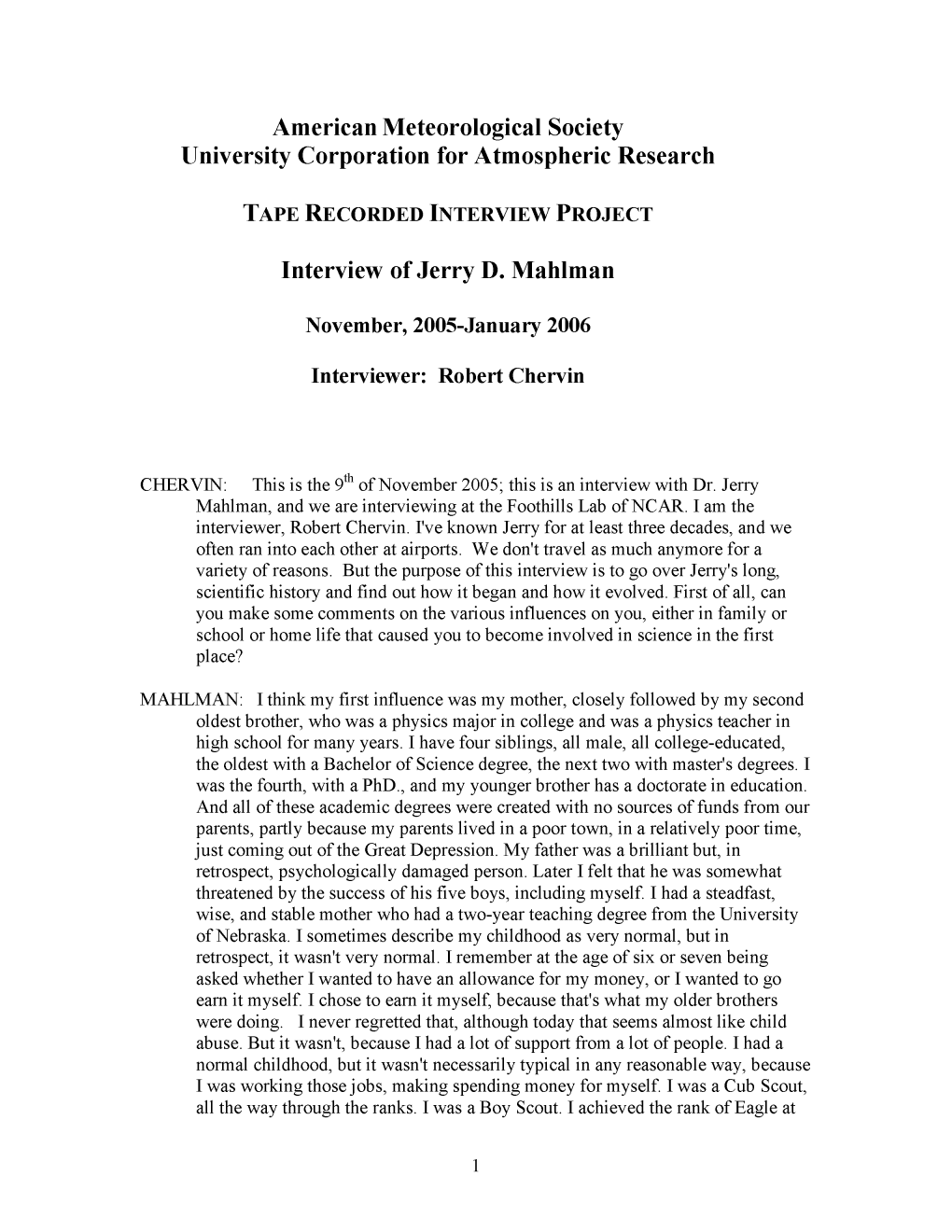 American Meteorological Society University Corporation for Atmospheric Research