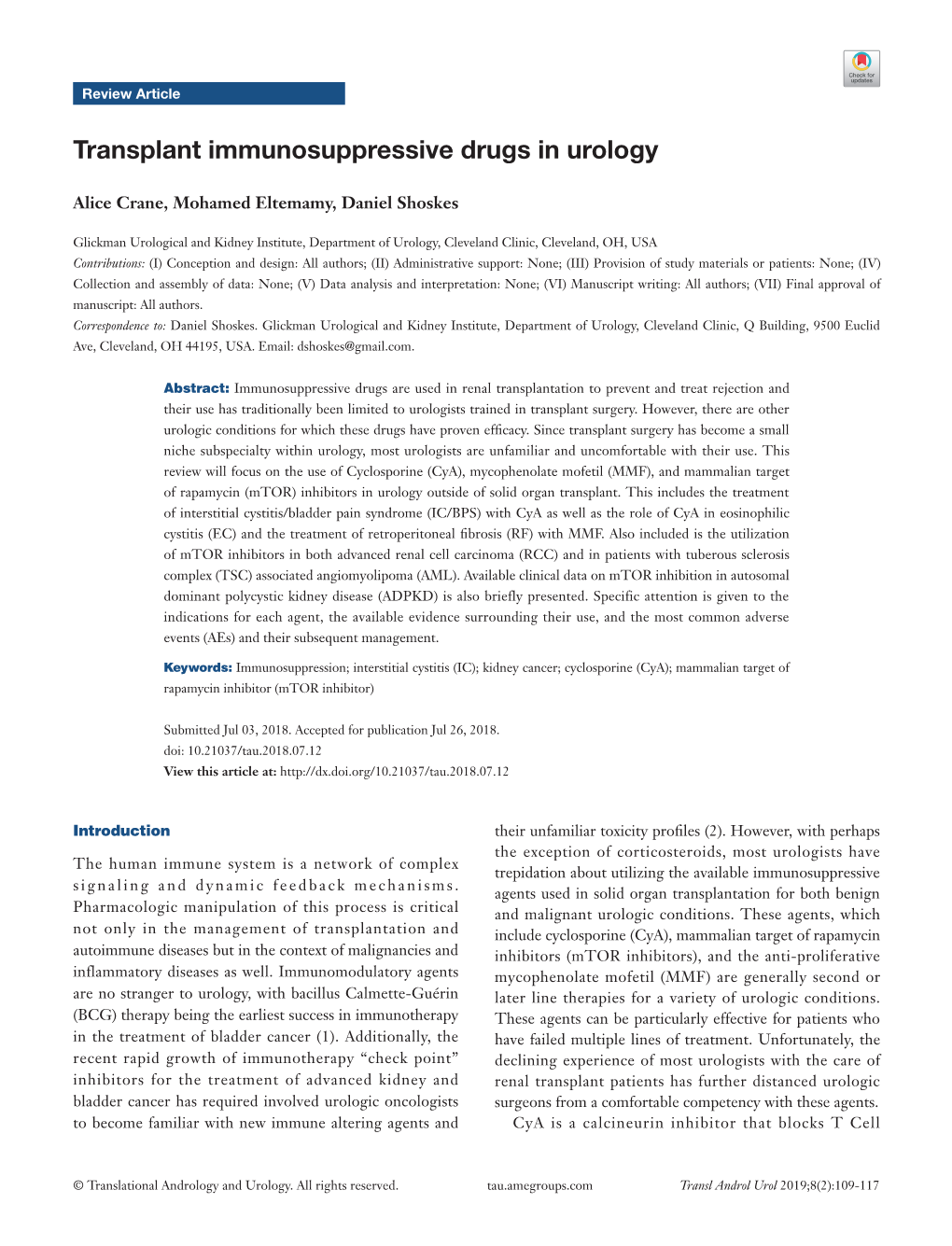 Transplant Immunosuppressive Drugs in Urology