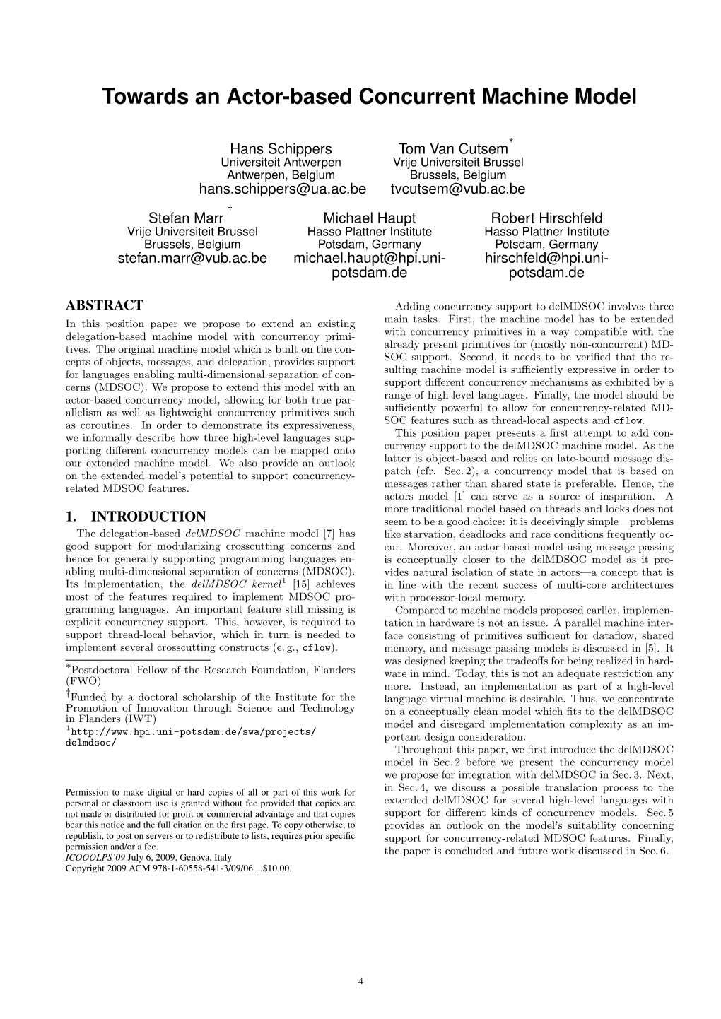 Towards an Actor-Based Concurrent Machine Model