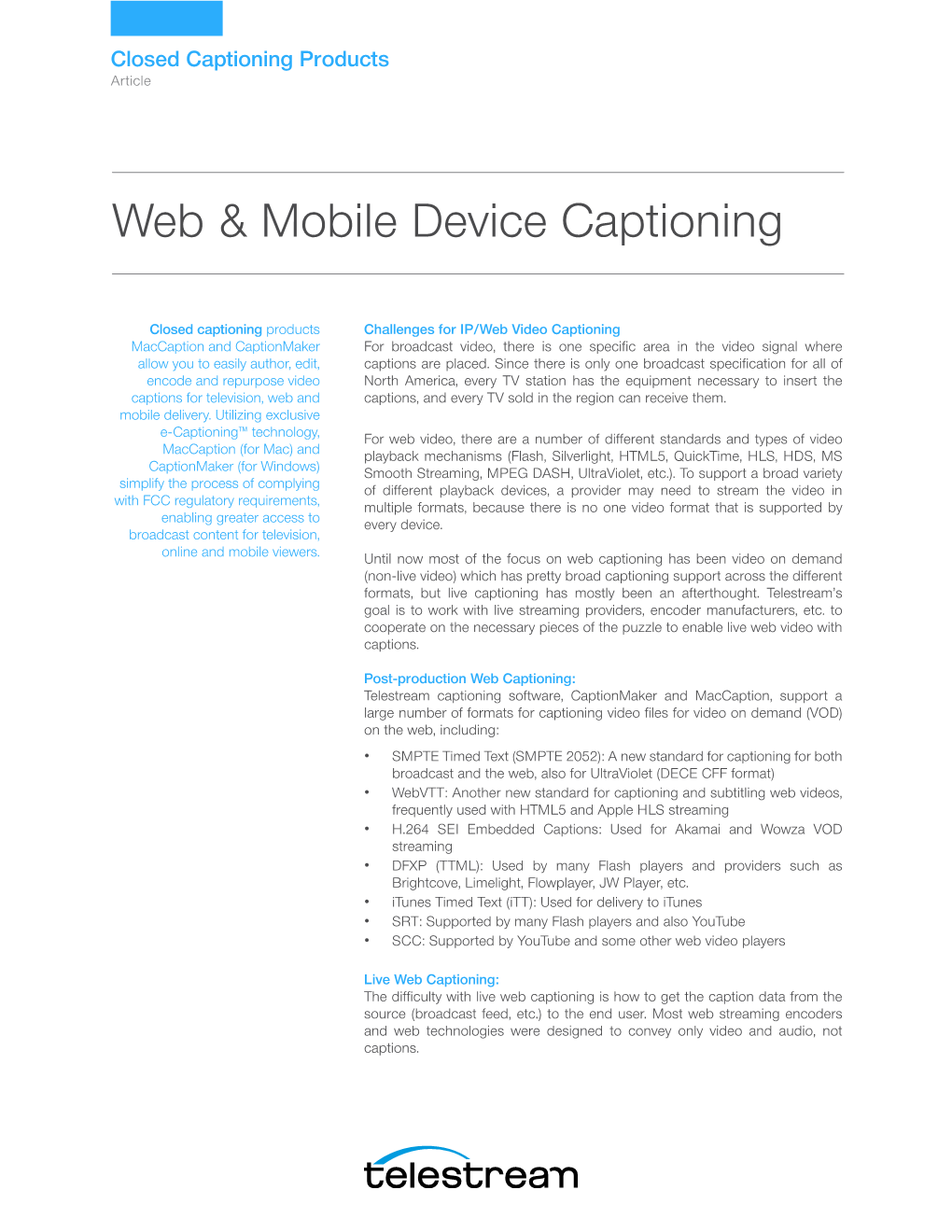 Web & Mobile Device Captioning