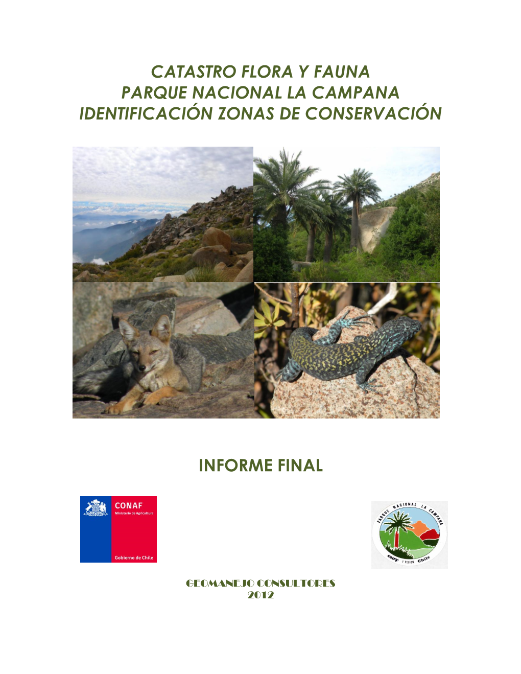 Catastro Flora Y Fauna Parque Nacional La Campana Identificación Zonas De Conservación