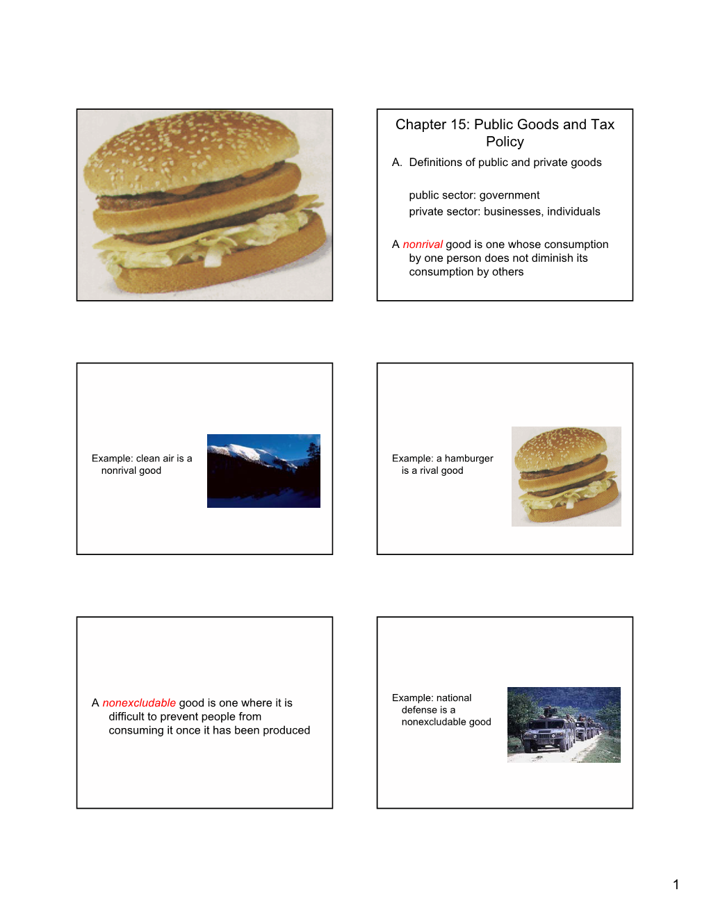 1 Chapter 15: Public Goods and Tax Policy