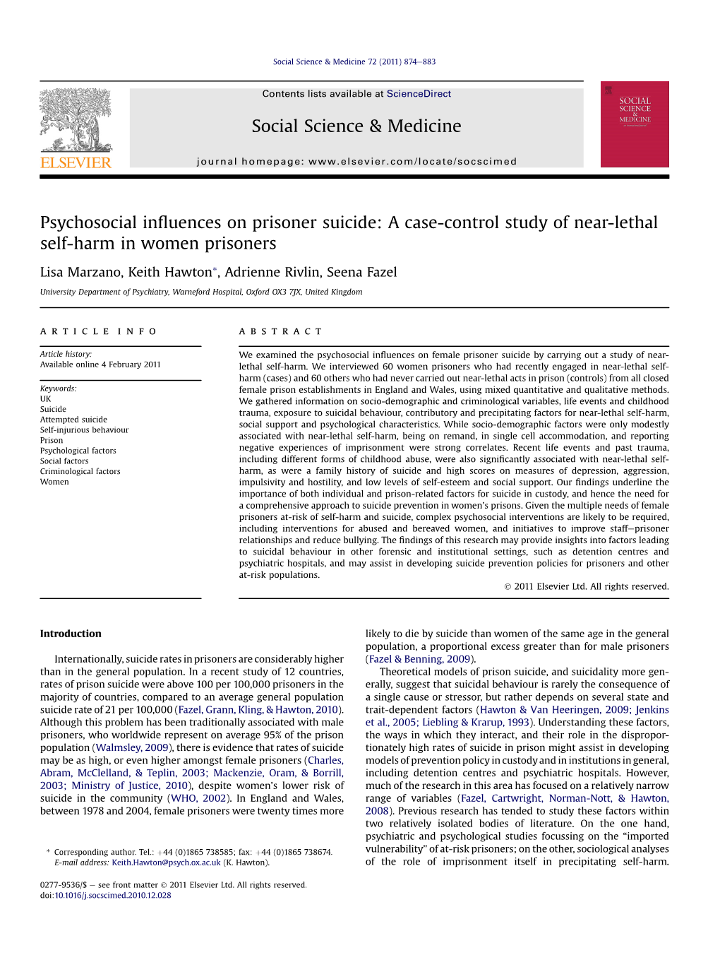 Psychosocial Influences on Prisoner Suicide