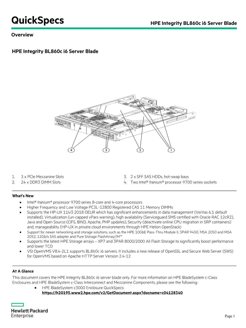 HPE Integrity Bl860c I6 Server Blade Overview