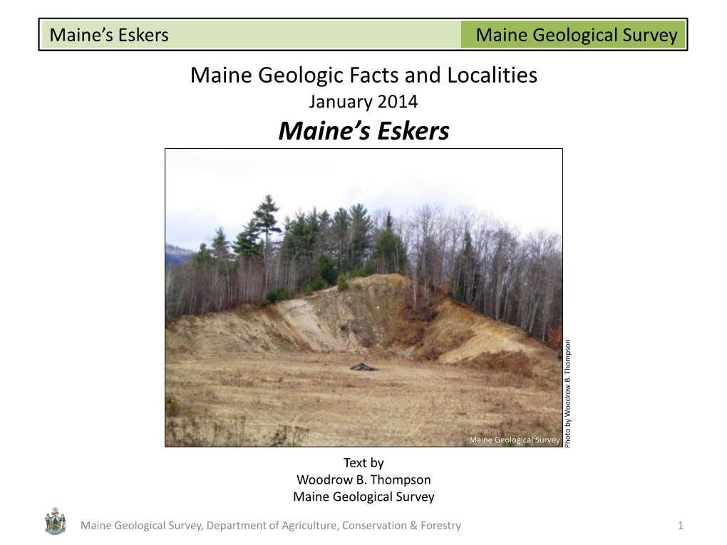 Maine Geological Survey Maine's Eskers