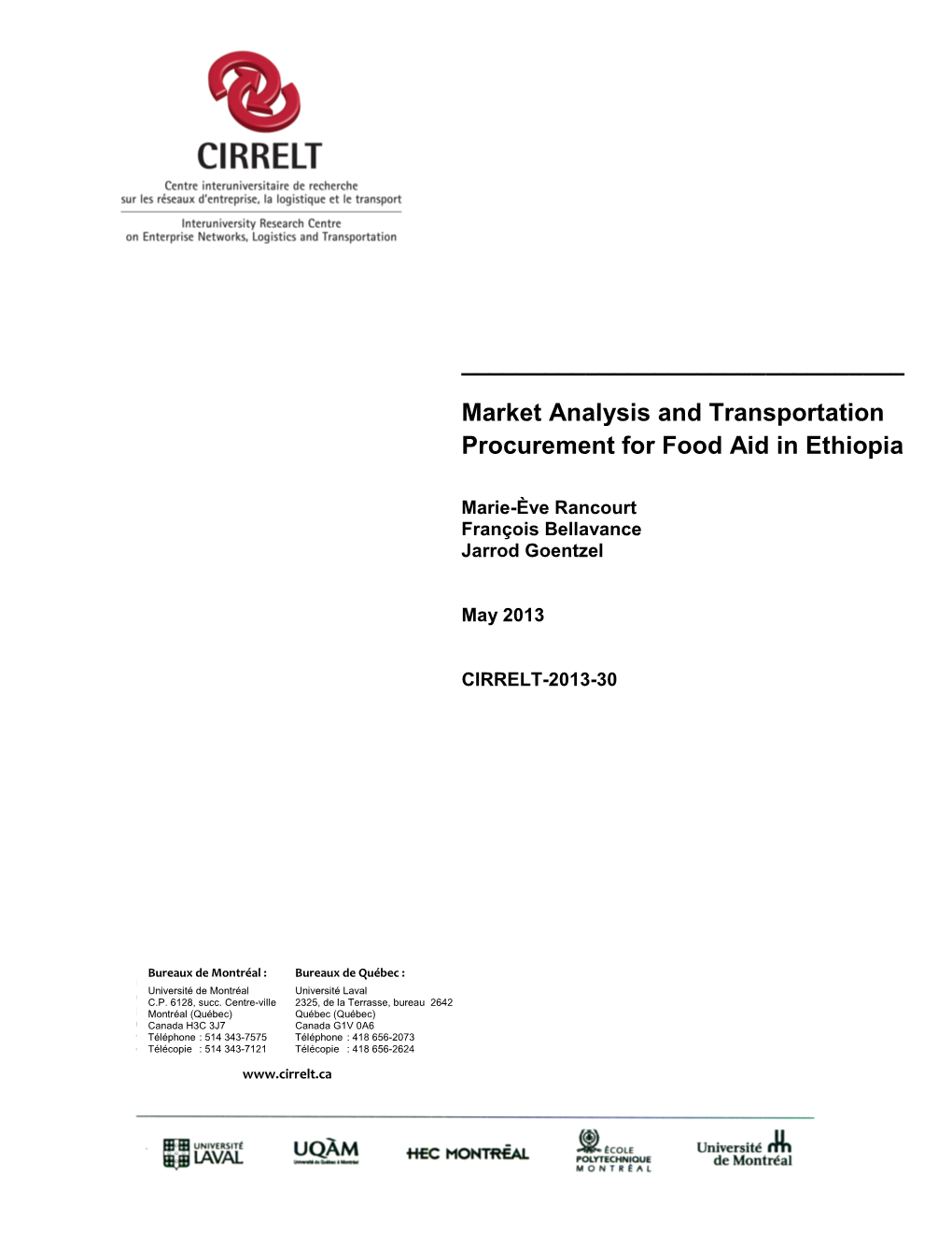 Market Analysis and Transportation Procurement for Food Aid in Ethiopia