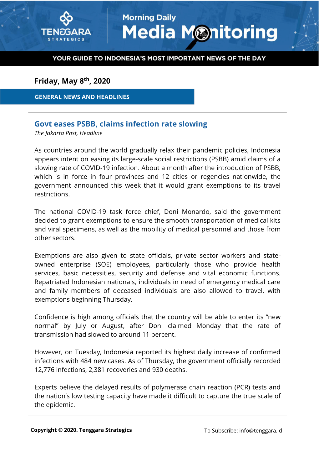 Govt Eases PSBB, Claims Infection Rate Slowing Friday, May 8Th, 2020