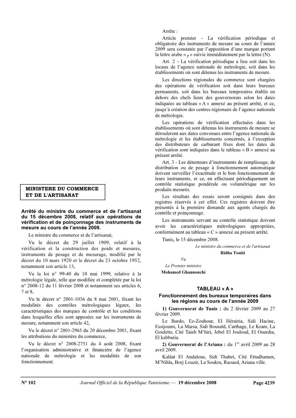 N° 102 Journal Officiel De La République Tunisienne — 19