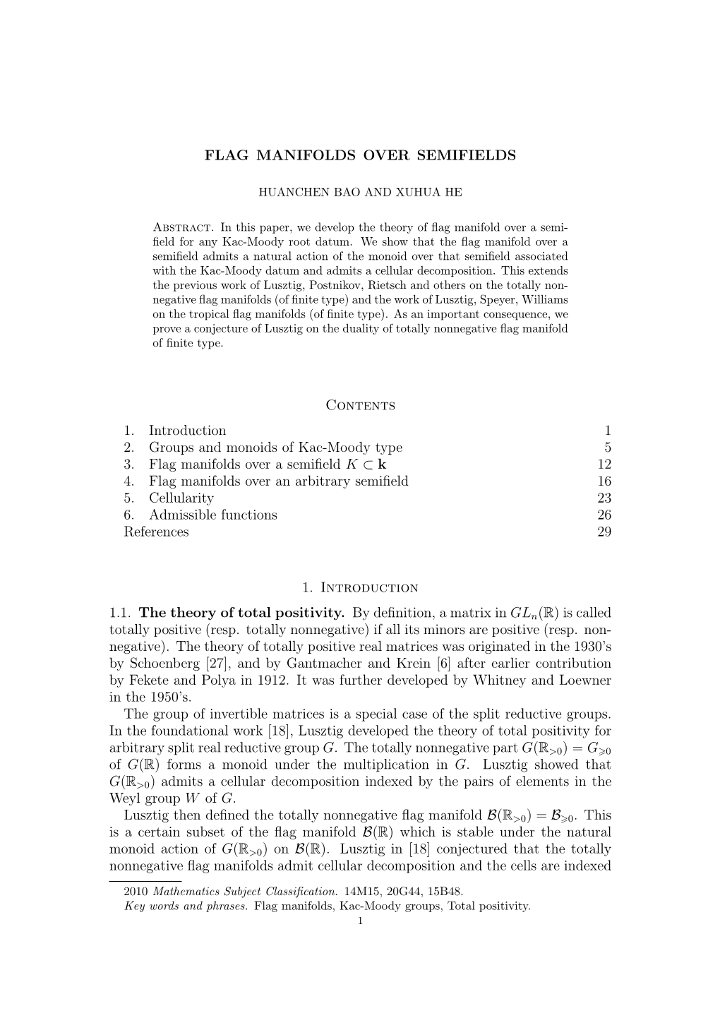 Flag Manifolds Over Semifields