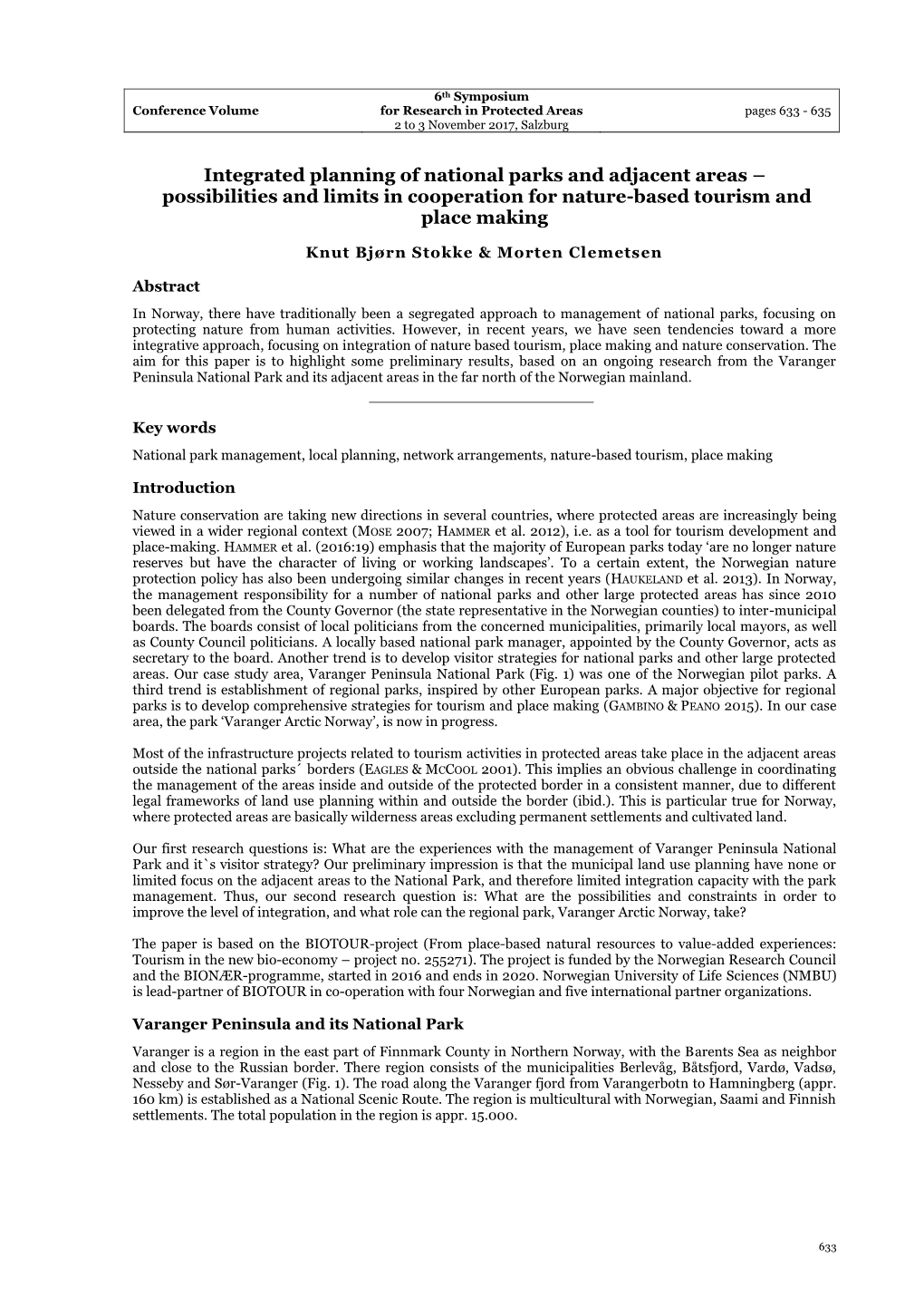 Integrated Planning of National Parks and Adjacent Areas – Possibilities and Limits in Cooperation for Nature-Based Tourism and Place Making