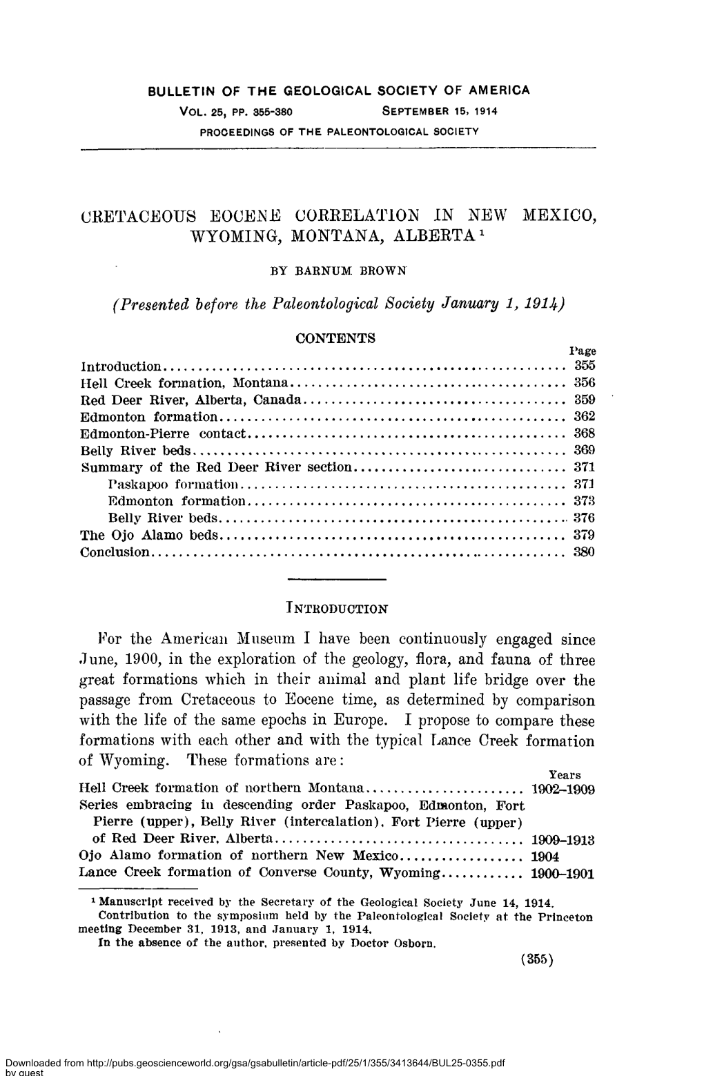 Cretaceous Eocene Correlation in New Mexico, Wyoming, Montana