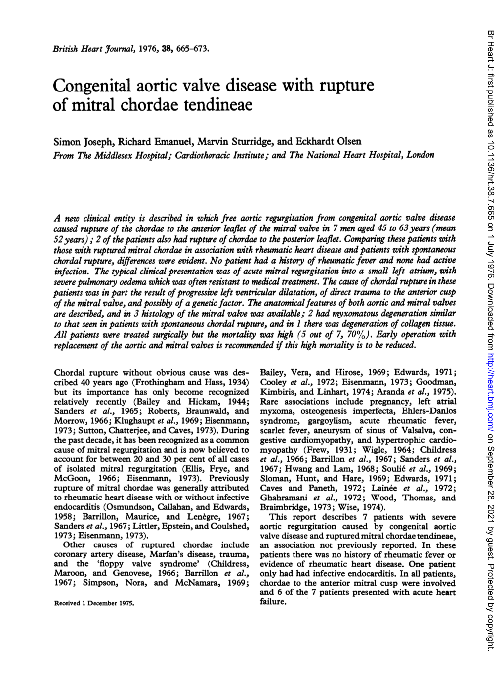 Congenital Aortic Valve Disease with Rupture of Mitral Chordae Tendineae