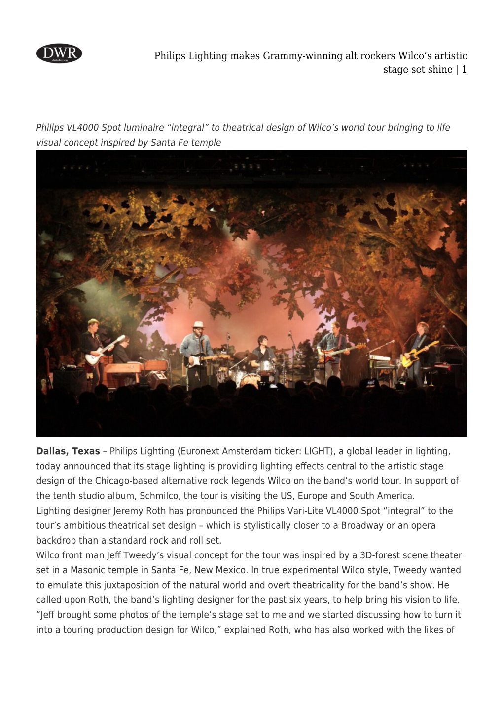 Philips Lighting Makes Grammy-Winning Alt Rockers Wilco’