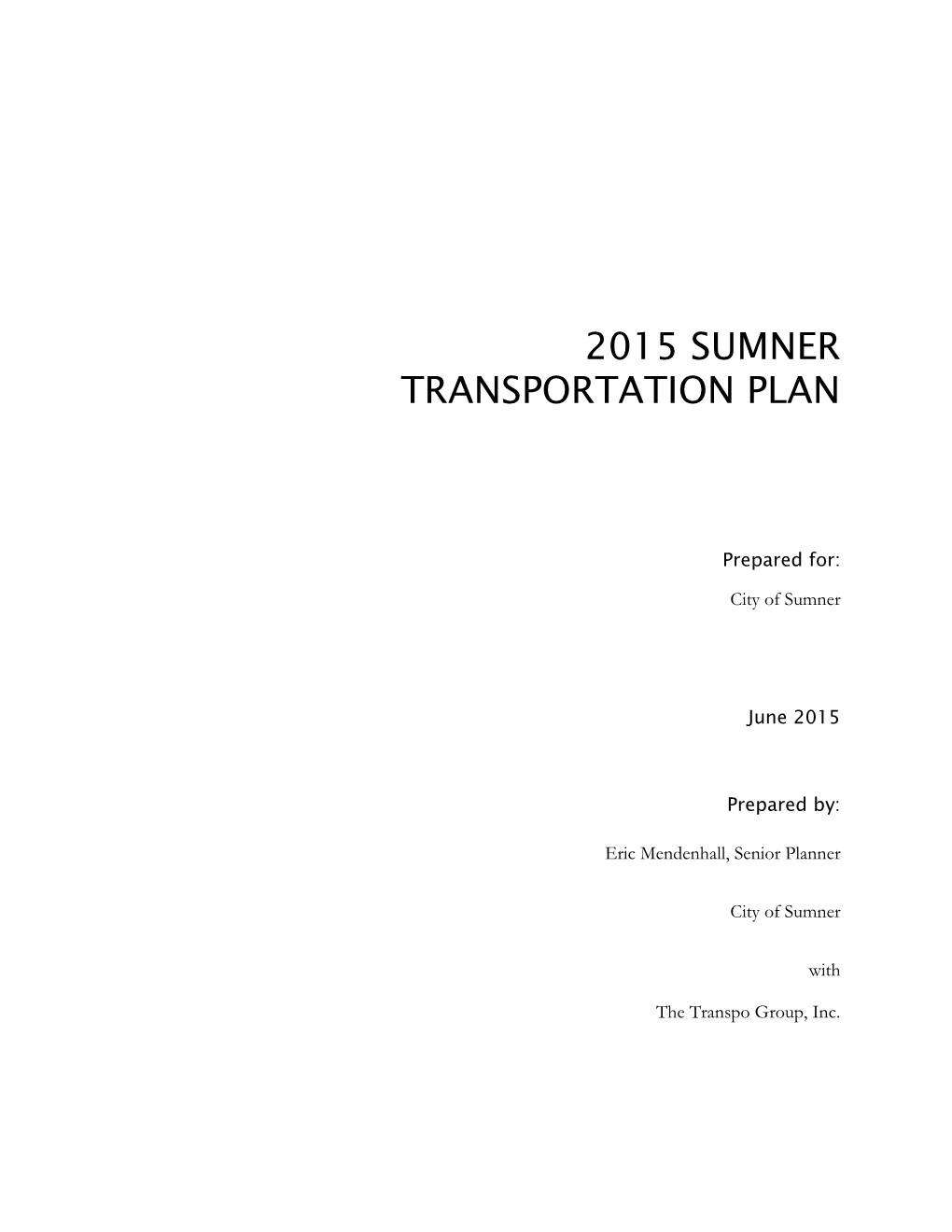 2015 Sumner Transportation Plan