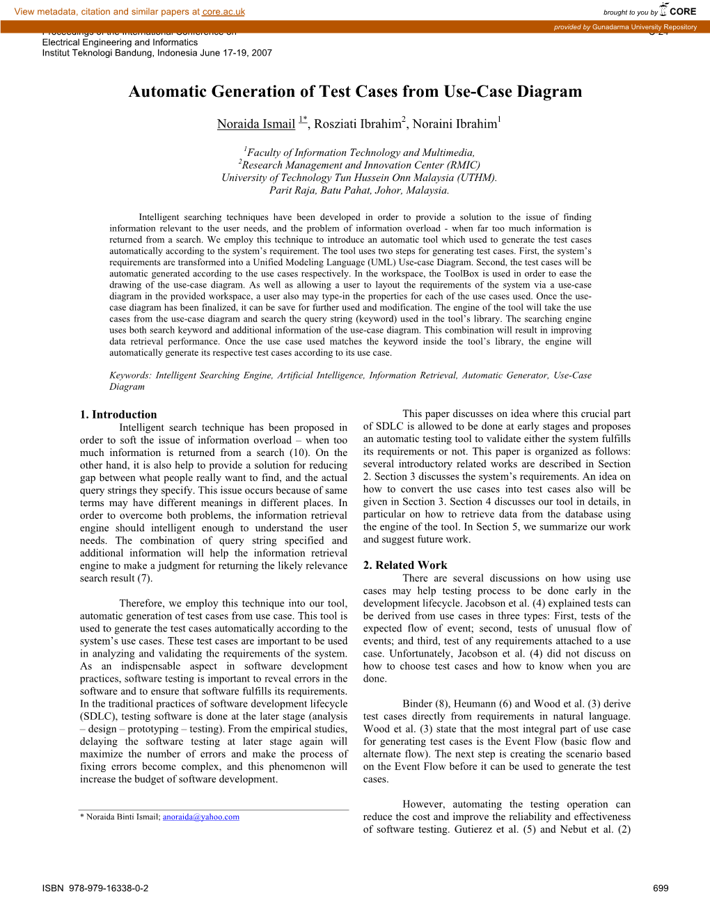 Automatic Generation of Test Cases from Use-Case Diagram