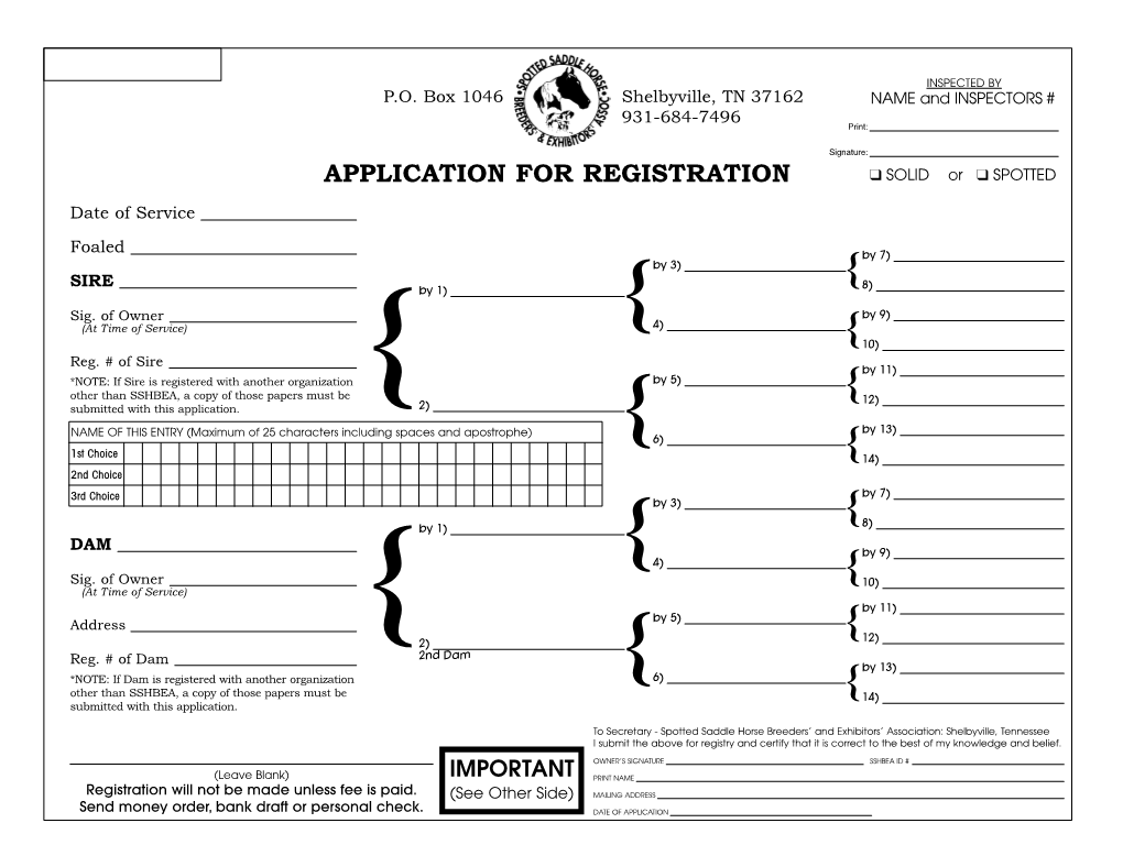 REGISTRATION Q SOLID Or Q SPOTTED