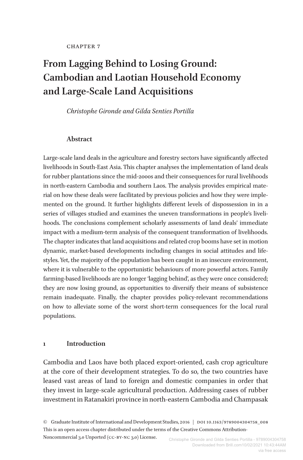 From Lagging Behind to Losing Ground: Cambodian and Laotian Household Economy and Large-Scale Land Acquisitions