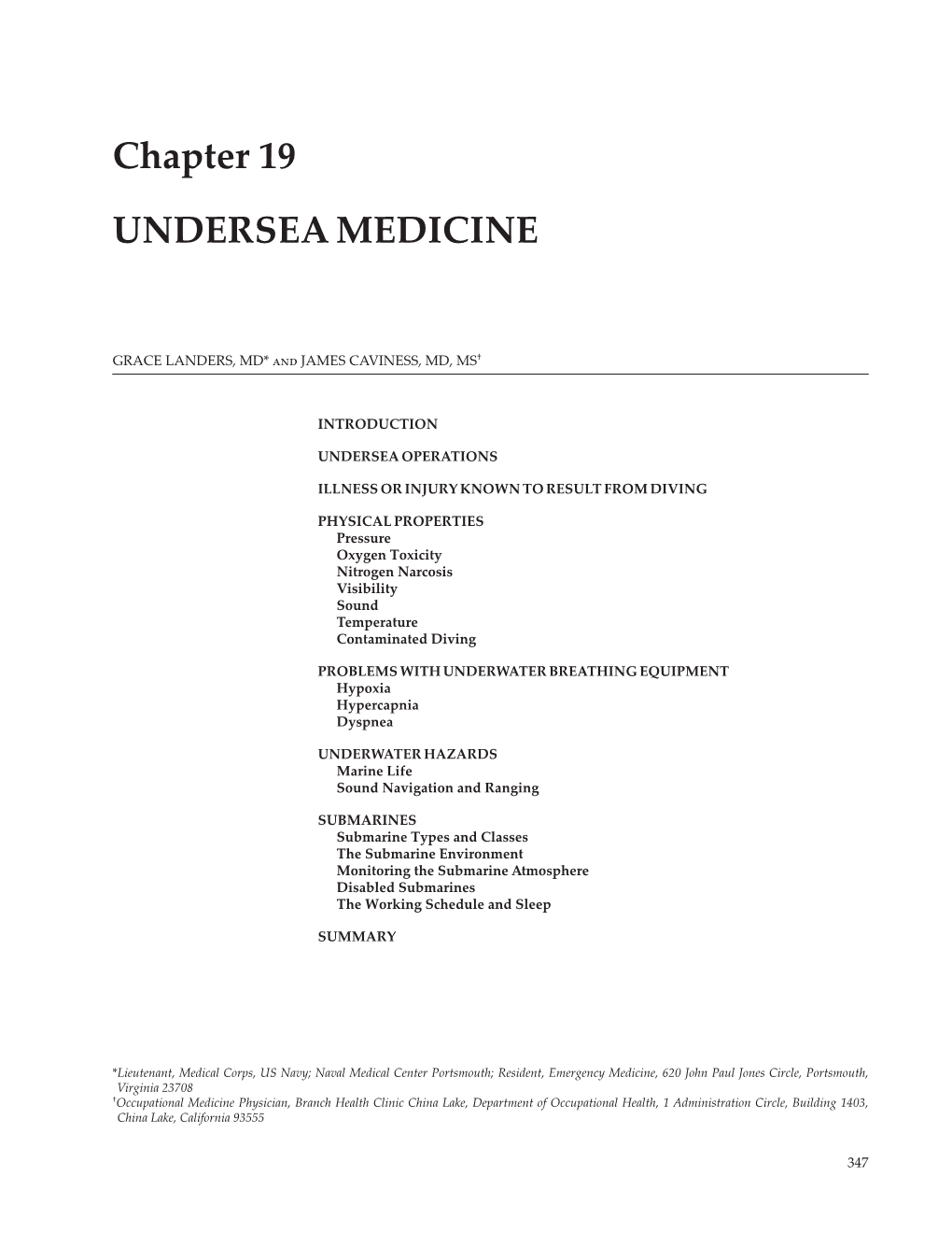 Chapter 19 UNDERSEA MEDICINE