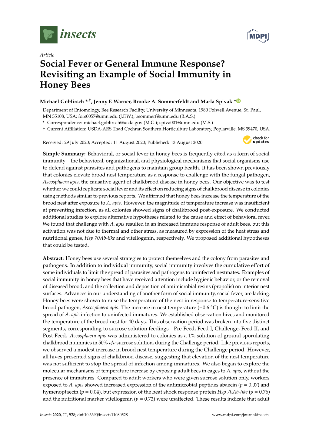 Revisiting an Example of Social Immunity in Honey Bees