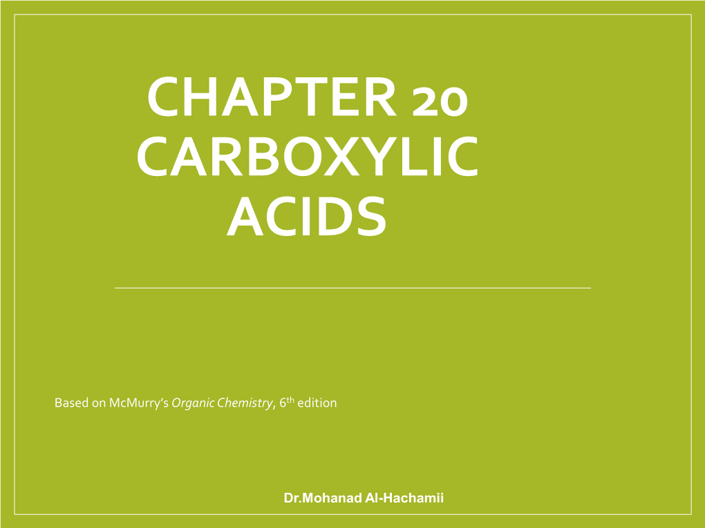 Chapter 20: Carboxylic Acids and Nitriles