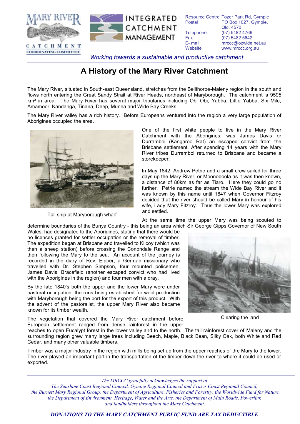 History of the Mary River Catchment