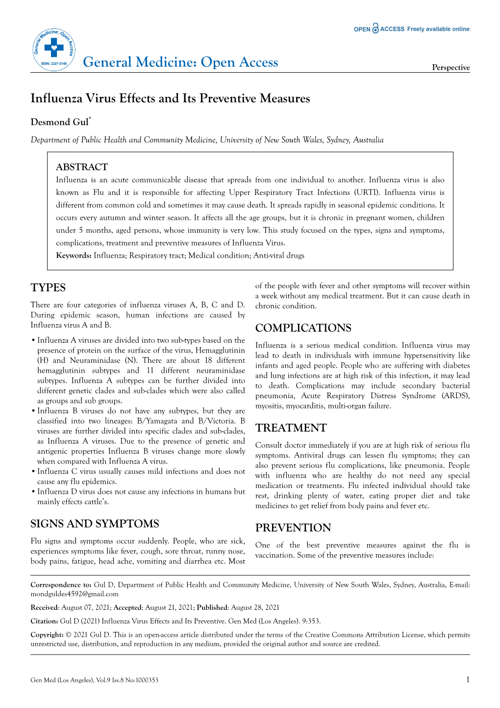 Influenza Virus Effects and Its Preventive Measures