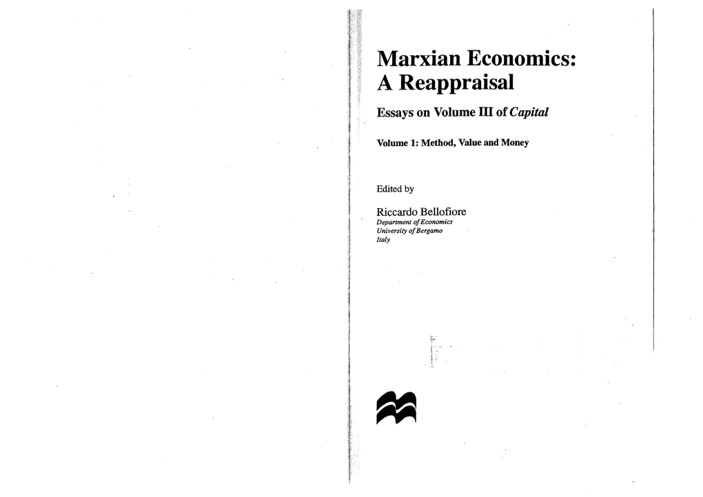 Marxian Economics: a Reappraisal