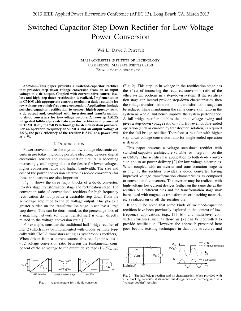 Switched-Capacitor Step-Down Rectifier for Low-Voltage