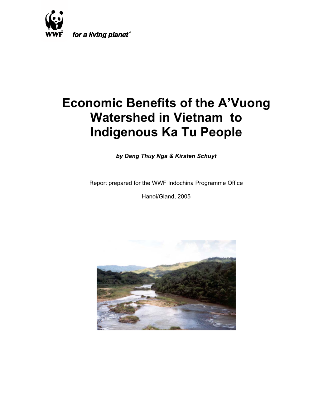 Economic Benefits of the A'vuong Watershed in Vietnam To
