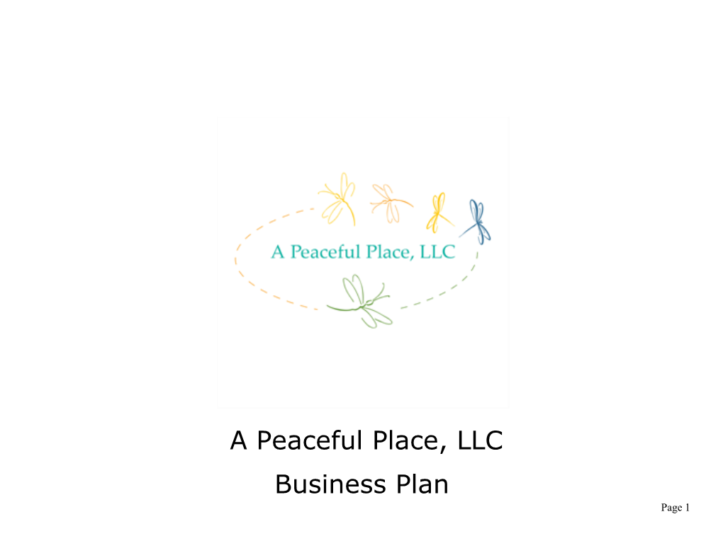 A Peaceful Place, LLC Business Plan Page 1
