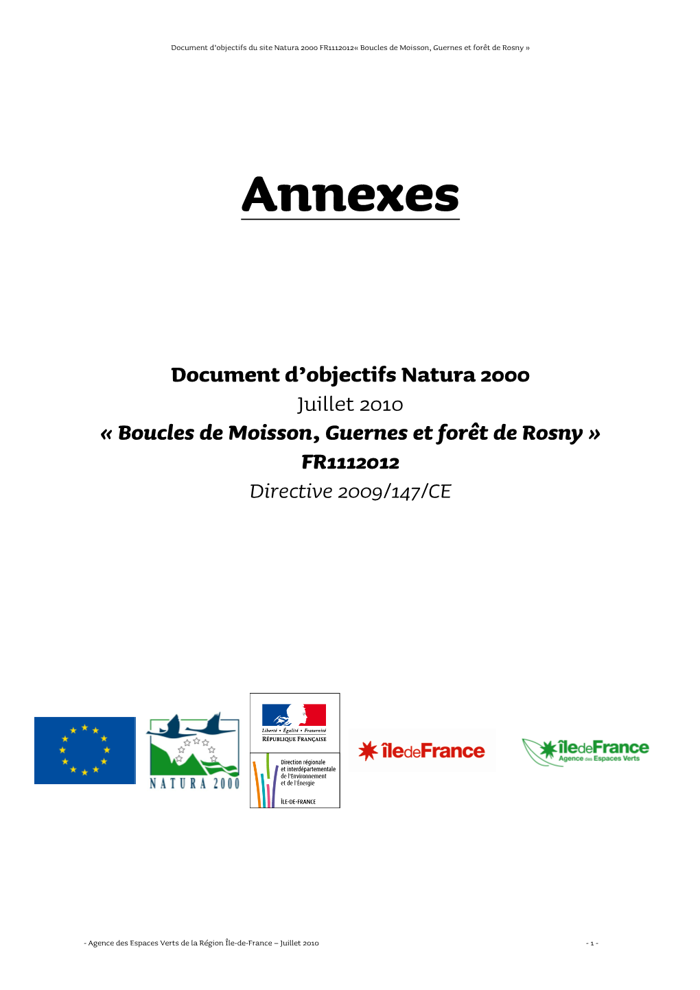 DOCOB Boucles De Moisson, De Guernes Et De Rosny Annexes