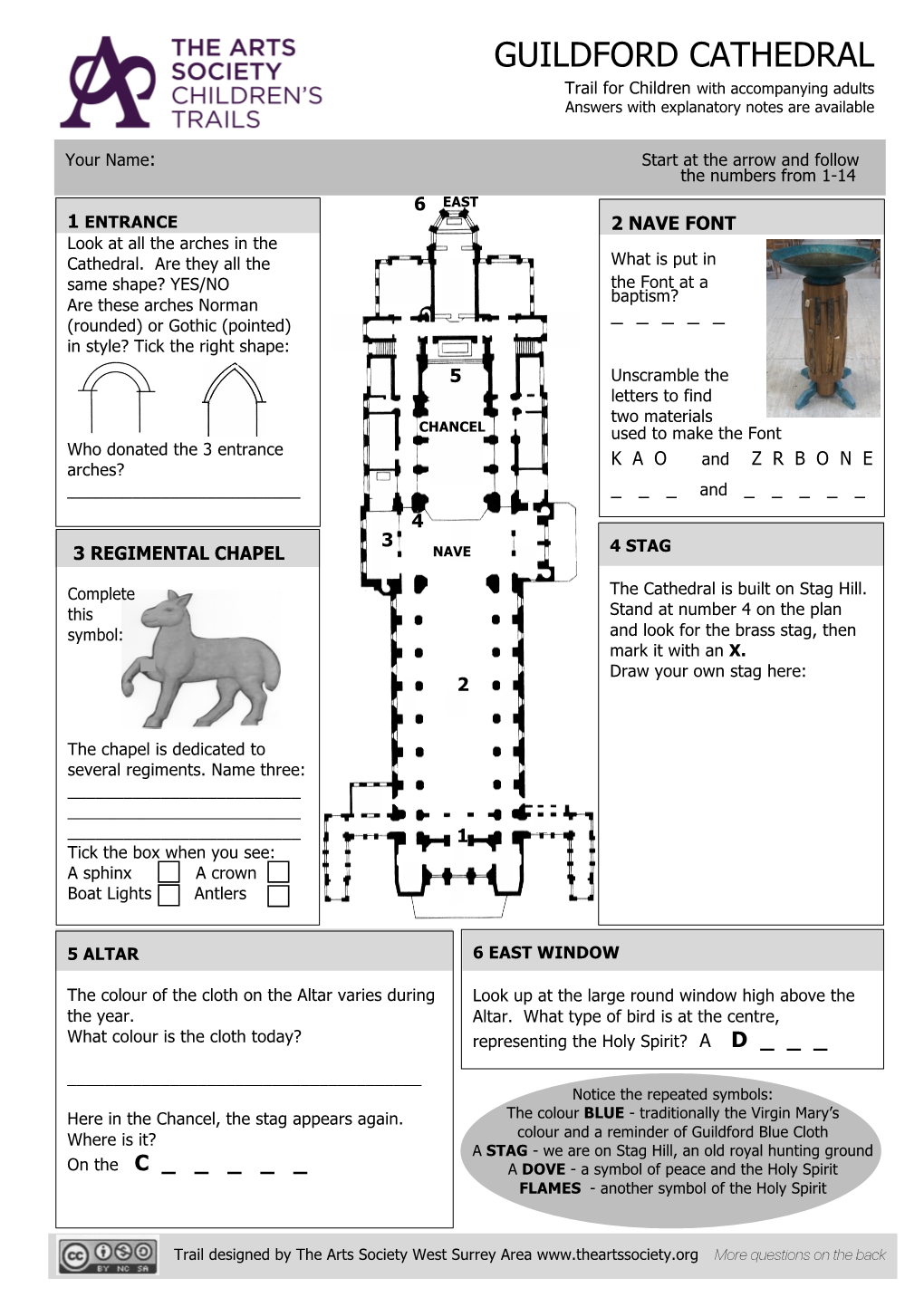 GUILDFORD CATHEDRAL Trail for Children with Accompanying Adults Answers with Explanatory Notes Are Available