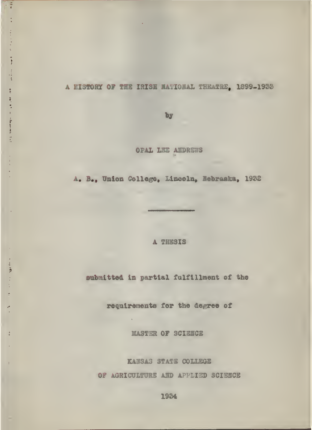 History of the Irish National Theatre, 1899-1933