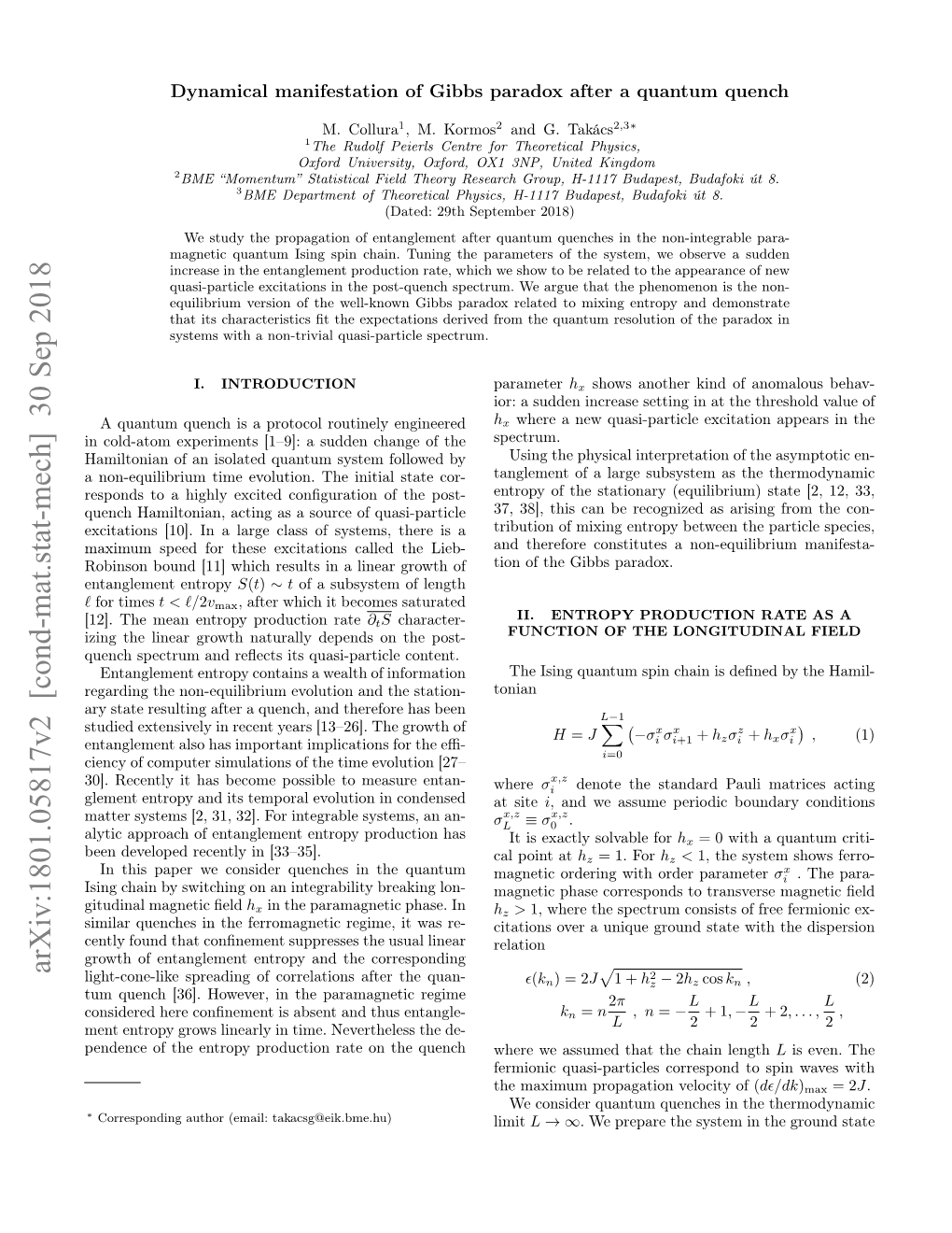 Dynamical Manifestation of Gibbs Paradox After a Quantum Quench