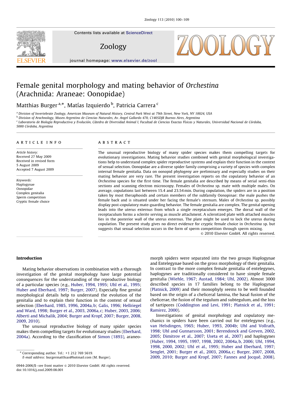 Female Genital Morphology and Mating Behavior of Orchestina (Arachnida: Araneae: Oonopidae)