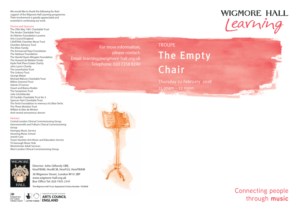 The Empty Chair Thursday 22 February 2018 11.00Am – 12 Noon