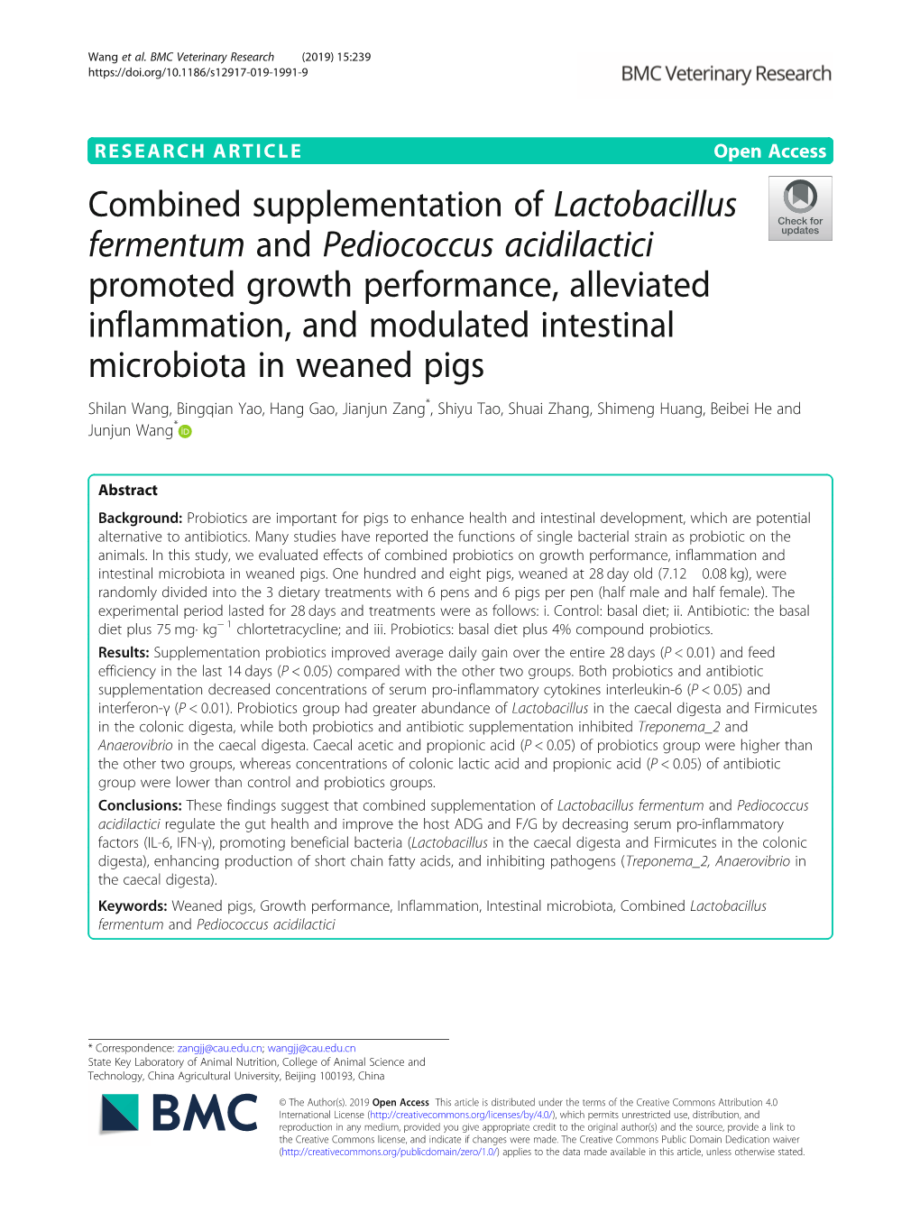 Combined Supplementation of Lactobacillus