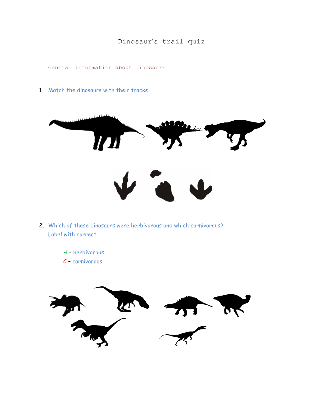 Dinosaur's Trail Quiz