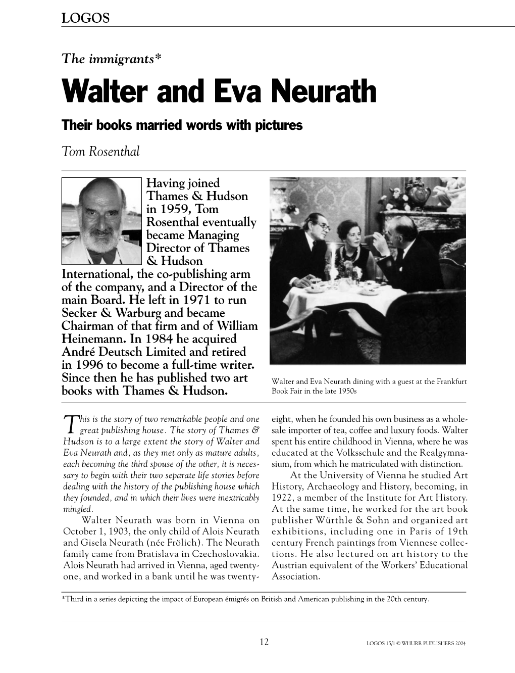 Walter and Eva Neurath Their Books Married Words with Pictures Tom Rosenthal