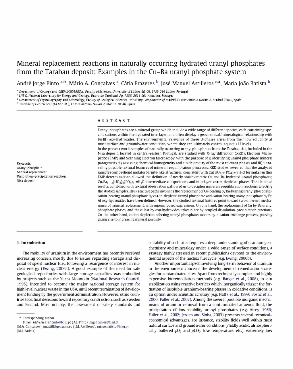 Mineral Replacement Reactions in Naturally Occurring Hydrated Uranyl Phosphates from the Tarabau Deposit: Examples in the Eu-Ba Uranyl Phosphate System